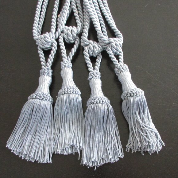 Silver Silky Curtain Tie Back Tassels x 4 - Picture 3 of 10
